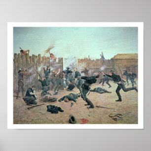Poster Defending the Fort : Indians attaque U.S. Cavalry