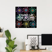 Poster DÉFENDRE LES ATOMES Blague scientifique (Bureau à domicile)