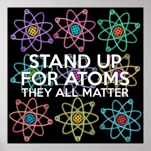 Poster DÉFENDRE LES ATOMES Blague scientifique (Devant)