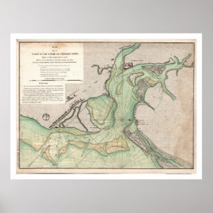 Poster Défense de Charleston SC Carte 1778