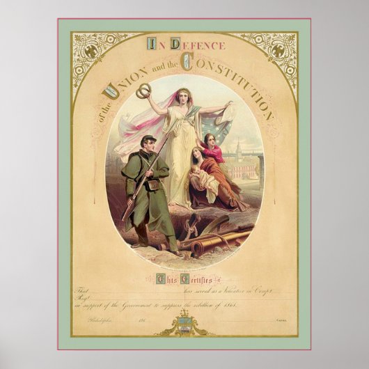 Poster Défense de l'Union et de la Constitution~ 1861 (Devant)