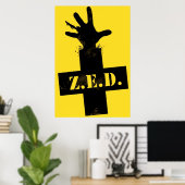 Poster Défense d'urgence Zombie - "ZONE SÛRE" (Bureau à domicile)