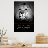 Poster Défi Citation Inspiration Lion noir et blanc (Cuisine)