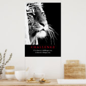 Poster Défi de motivation du tigre noir et blanc (Cuisine)