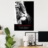 Poster Défi de motivation du tigre noir et blanc (Bureau à domicile)