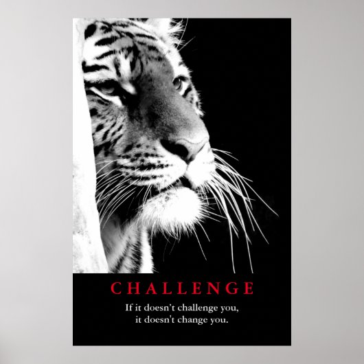 Poster Défi de motivation du tigre noir et blanc (Devant)