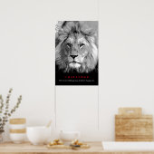 Poster Défi de motivation Lion Noir & Blanc (Cuisine)