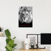 Poster Défi de motivation Lion Noir & Blanc (Bureau à domicile)