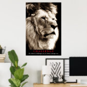 Poster Défi Motivationnel Sepia Lion (Bureau à domicile)