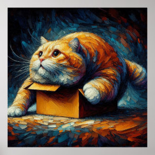 Poster Défier la gravité : Le chat dans la boîte
