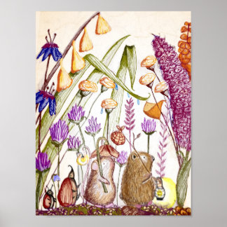 Poster Défilé d'animaux sur carte postale mignonne