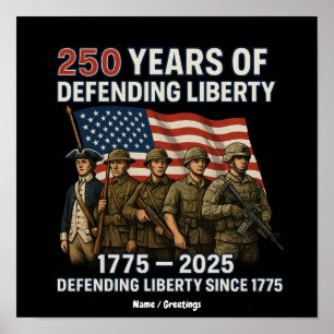 Poster Défilé militaire du drapeau américain pour le 250e