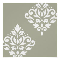 Défiler Damas Art I Blanc sur Vert