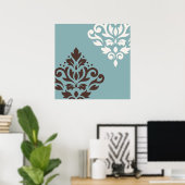 Poster Défiler Damask Art I Brown Cream Turquoise (Bureau à domicile)