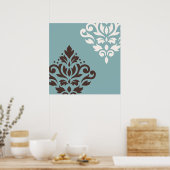 Poster Défiler Damask Art I Brown Cream Turquoise (Cuisine)
