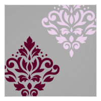 Défiler Damask Art I Plum rose Grey