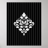 Poster Défiler Damask Design Blanc sur Gris Stripes & Noi (Devant)