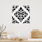 Poster Défiler Damask Grand Design (B) Noir sur Blanc (Cuisine)
