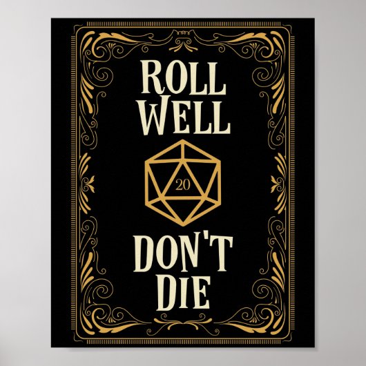 Poster Défiler le puits Die D20 Dice Critique frapper (Devant)