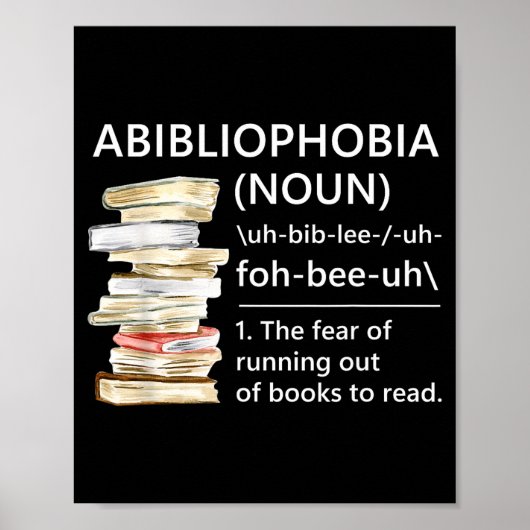 Poster Définition d'abibliophobie lecture drôle livre ver (Devant)