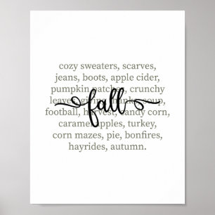 Poster Définition d'automne Confortable Mots d'automne Th