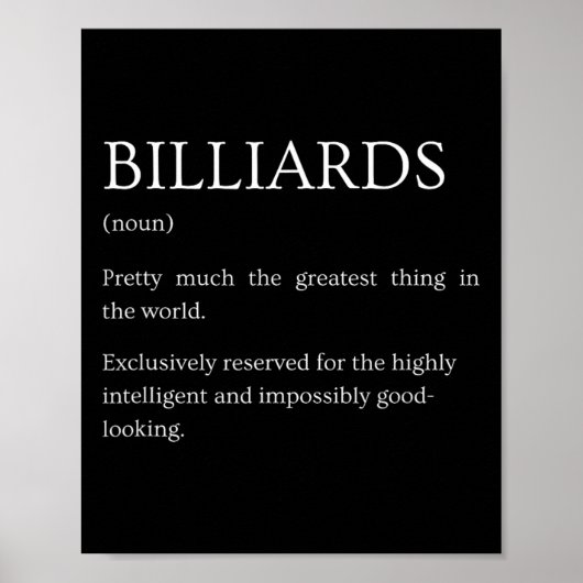 Poster Définition de billard - Billard sarcastique amusan (Devant)