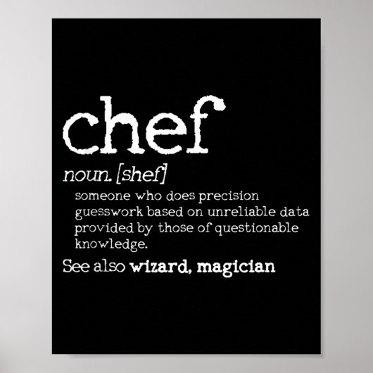 Poster Définition de Chef - Dictionnaire drôle Cadeau de (Devant)