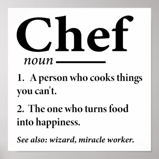 Poster Définition de chef drôle Cuisine Chef (Devant)