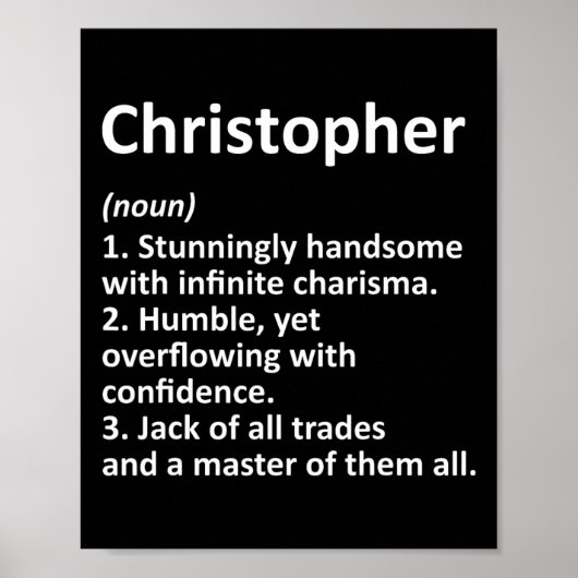 Poster Définition de Christopher Nom Personnalisé Drôle d (Devant)