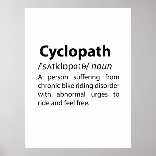 Poster Définition de dictionnaire amusant Cyclopath (Devant)