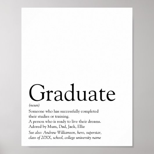 Poster Définition de diplômé personnalisée moderne (Devant)