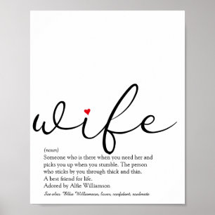 Poster Définition de femme mariée Rouge Cœur Élégant Scri