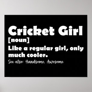 Poster Définition de fille de cricket Amoureux de cricket