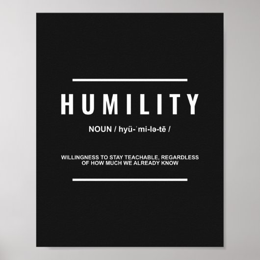 Poster Définition de l'humilité | Devis inspirant (Devant)