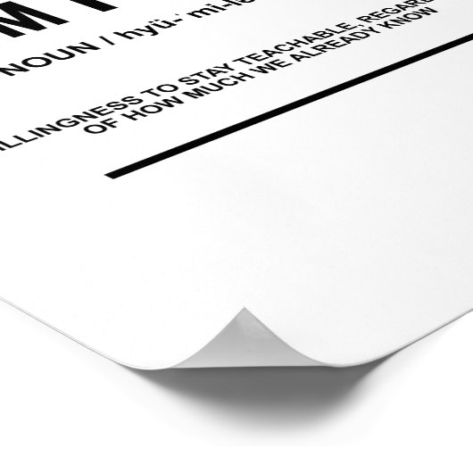 Poster Définition de l'humilité | Devis inspirant (Coin)