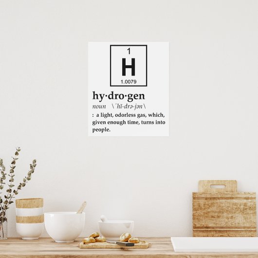 Poster Définition de l'hydrogène (Cuisine)