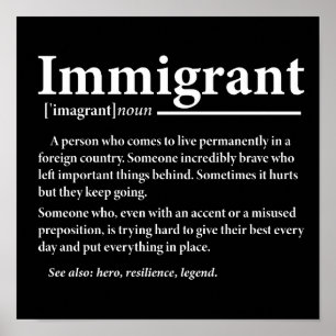 Poster Définition de l'immigrant Amusant Immigrants Immig