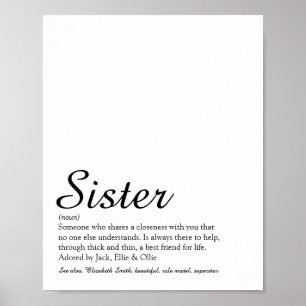 Poster Définition de Meilleure Sœur au Monde Écriture Chi