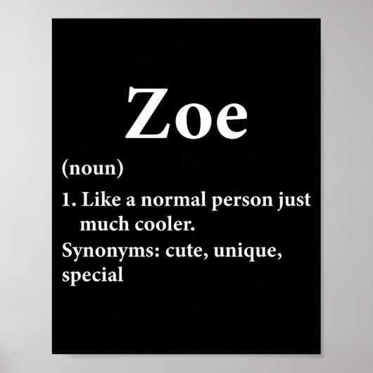 Poster Définition de prénom Zoé Drôle D (Devant)