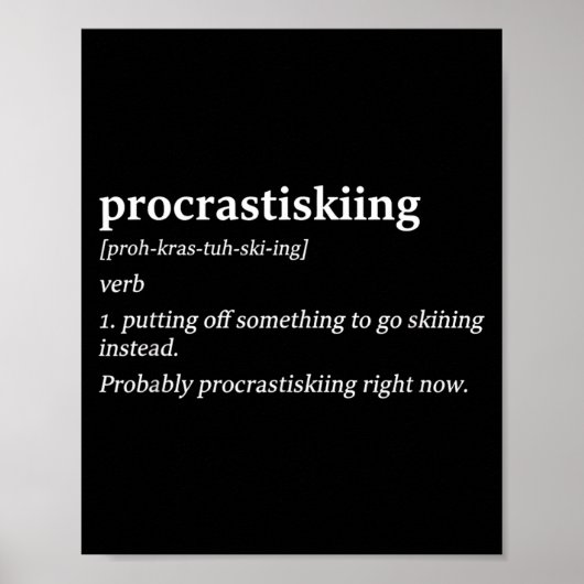 Poster Définition de Procrastiskiing ski humour drôle (Devant)