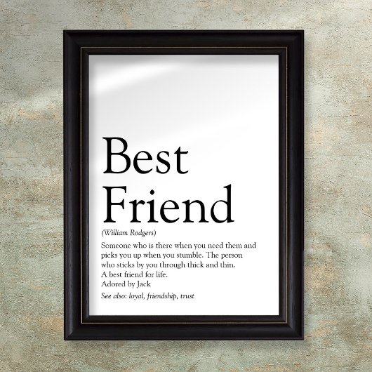 Poster Définition de votre meilleur ami typographie moder