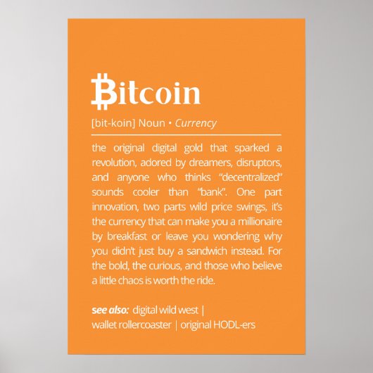 Poster Définition drôle de Bitcoin (Devant)