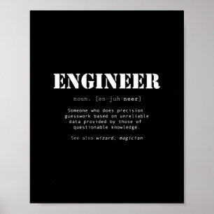 Poster Définition du dictionnaire d'ingénieur amusant
