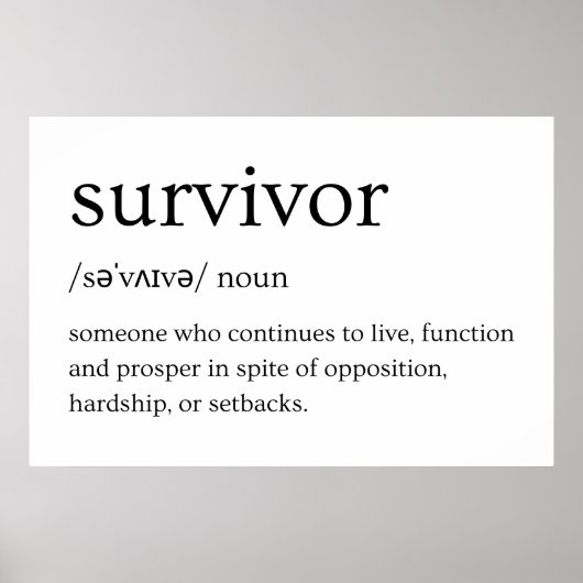 Poster Définition du dictionnaire du survivant (Devant)