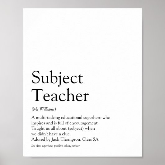 Poster Définition du Meilleur Professeur du Monde (Devant)