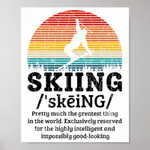 Poster Définition du ski drôle rétro vintage ski skieur G