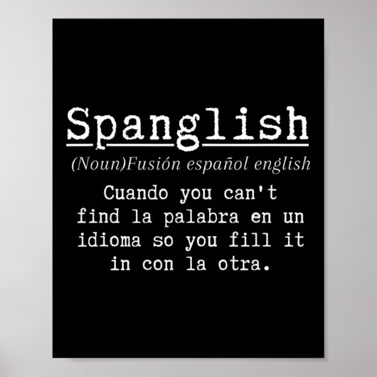 Poster Définition Spanglish Prof de espagnol bilingue drô (Devant)