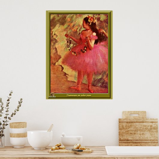 Poster Degas - Danseuse en Robe Rose (Cuisine)
