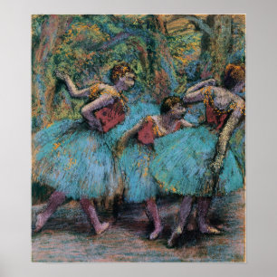 Poster Degas - Trois Danseurs (Bleu Tutus Bodices rouges)