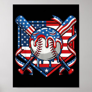 Poster Dégoulinade de baseball pour garçons Dégoulinade d